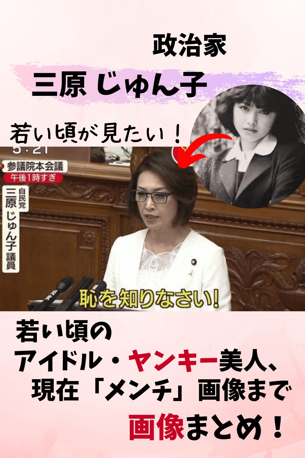 三原じゅん子,若い頃,昔,画像,ヤンキー,逮捕,アイドル,金八,メンチ,マスク