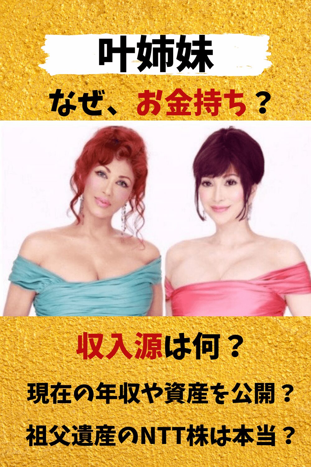 叶姉妹,年収,収入源,資産,資金,現在,何者,2021,なぜ金持ち,セレブ